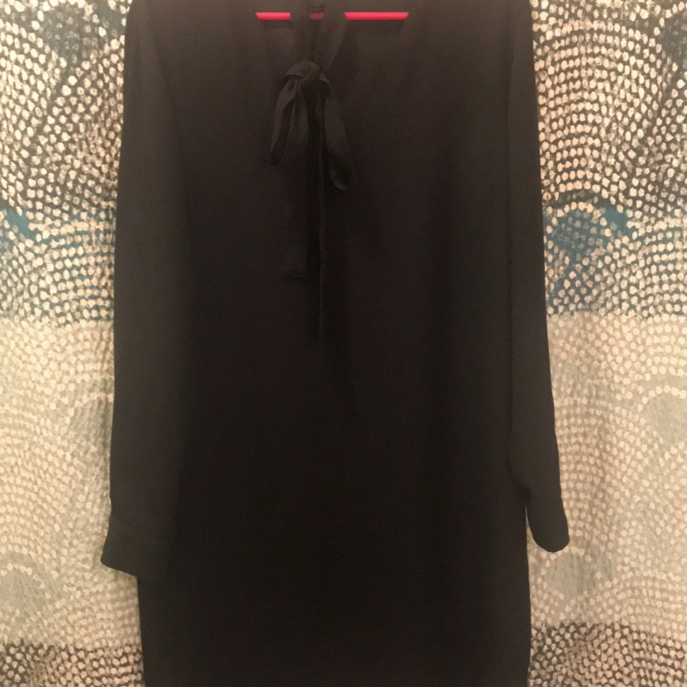 Solid black dress with tie